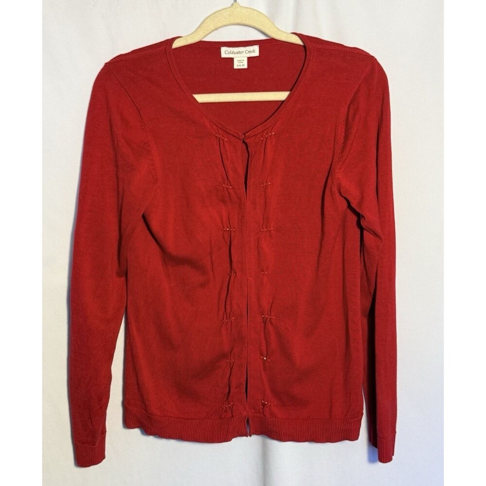 Coldwater Creek Cardigan Silk Blend Sweater Size S (6-8) Beaded Long Sleeve